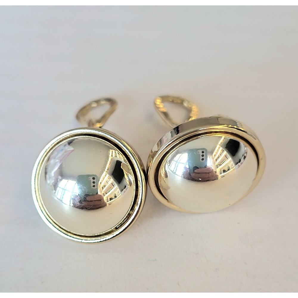 RLL Ralph Lauren Signed 2-Tone Earrings Silver Gold Clip TJG